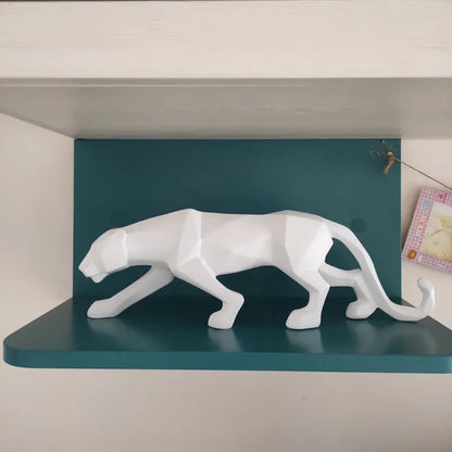 Geo Leopard Resin Sculpture - Elegant Desk Accent