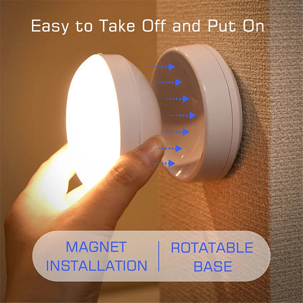 360 Rotated PIR Motion Sensor LED Night Light Wall Lamps Rechargeable  Under Cabinet Light Wireless Closet Night Lamp