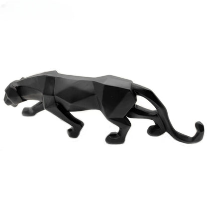 Panther Statue Animal Figurine Abstract Geometric Style Resin Leopard Sculpture Home Office Desktop Decoration Crafts