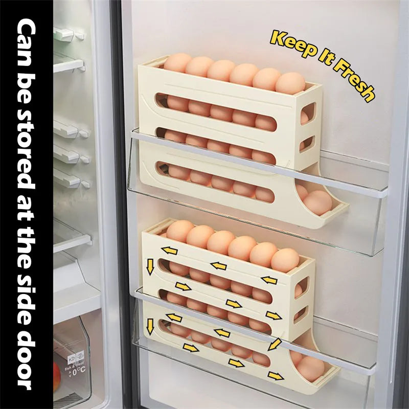 RollingEgg Storage: Large Capacity Refrigerator Organizer