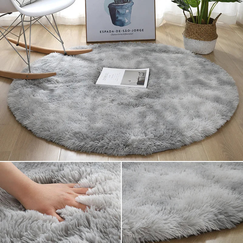 Super Soft Plush Round Rug Mat Fluffy White Carpets For Living Room Home Decor Bedroom Kid Room Decoration Salon Thick Pile Rug