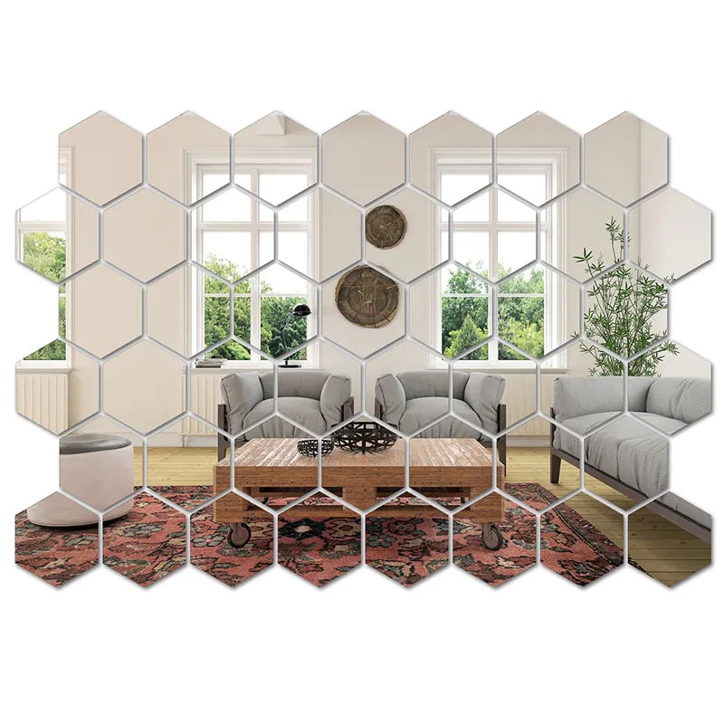 Mirror Hex Deco Tiles - 45pcs